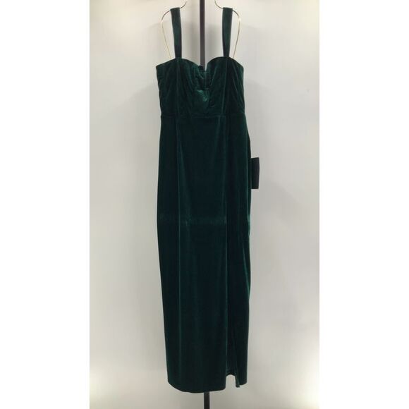 Lulus Pristine Luxury Velvet Bustier Maxi Dress Green Basic Sleeved Large - Picture 2 of 3
